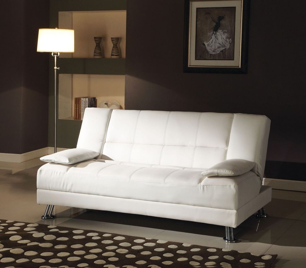 White pu sofa bedq by Acme