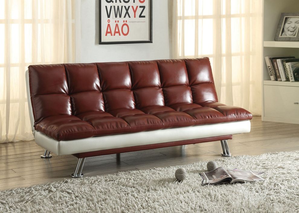 Dark red pu leather sofa bed by Acme