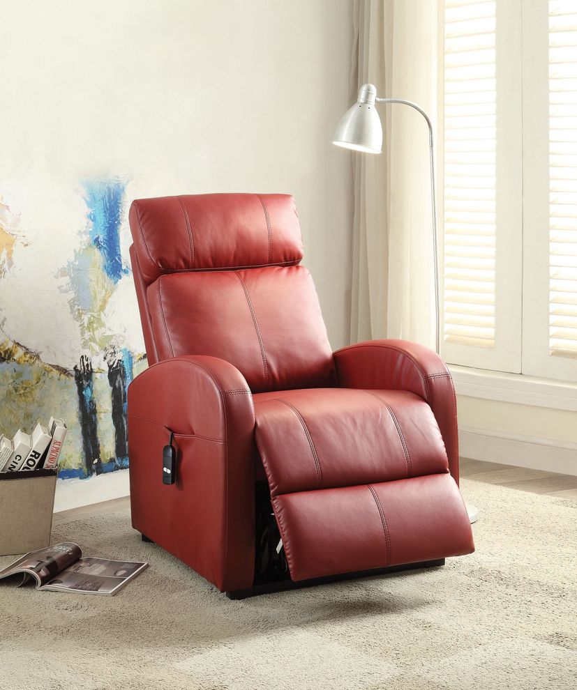 Red pu leather power recliner chair by Acme