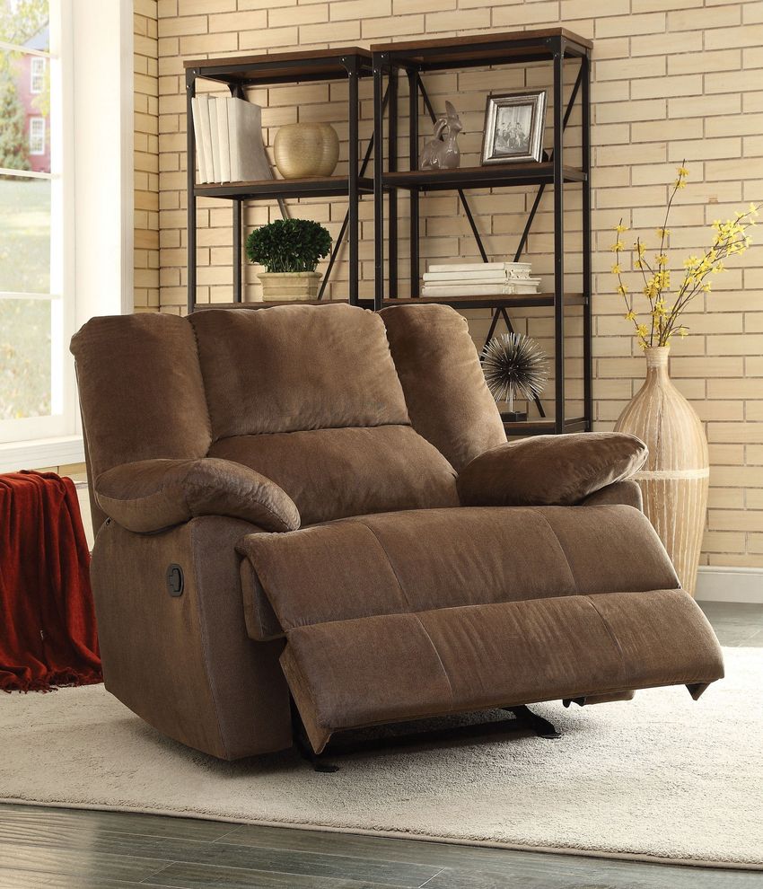 Corduroy fabric chocolate glider recliner by Acme