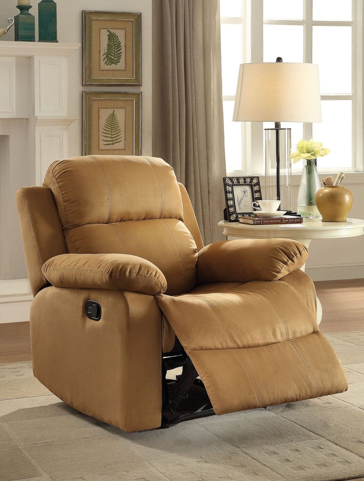 Brown microfiber recliner chair by Acme