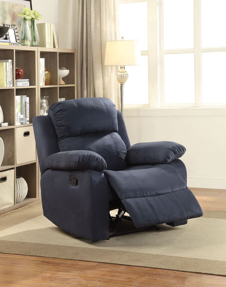 Blue microfiber recliner chair by Acme