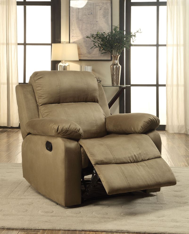 Olive microfiber recliner chair by Acme