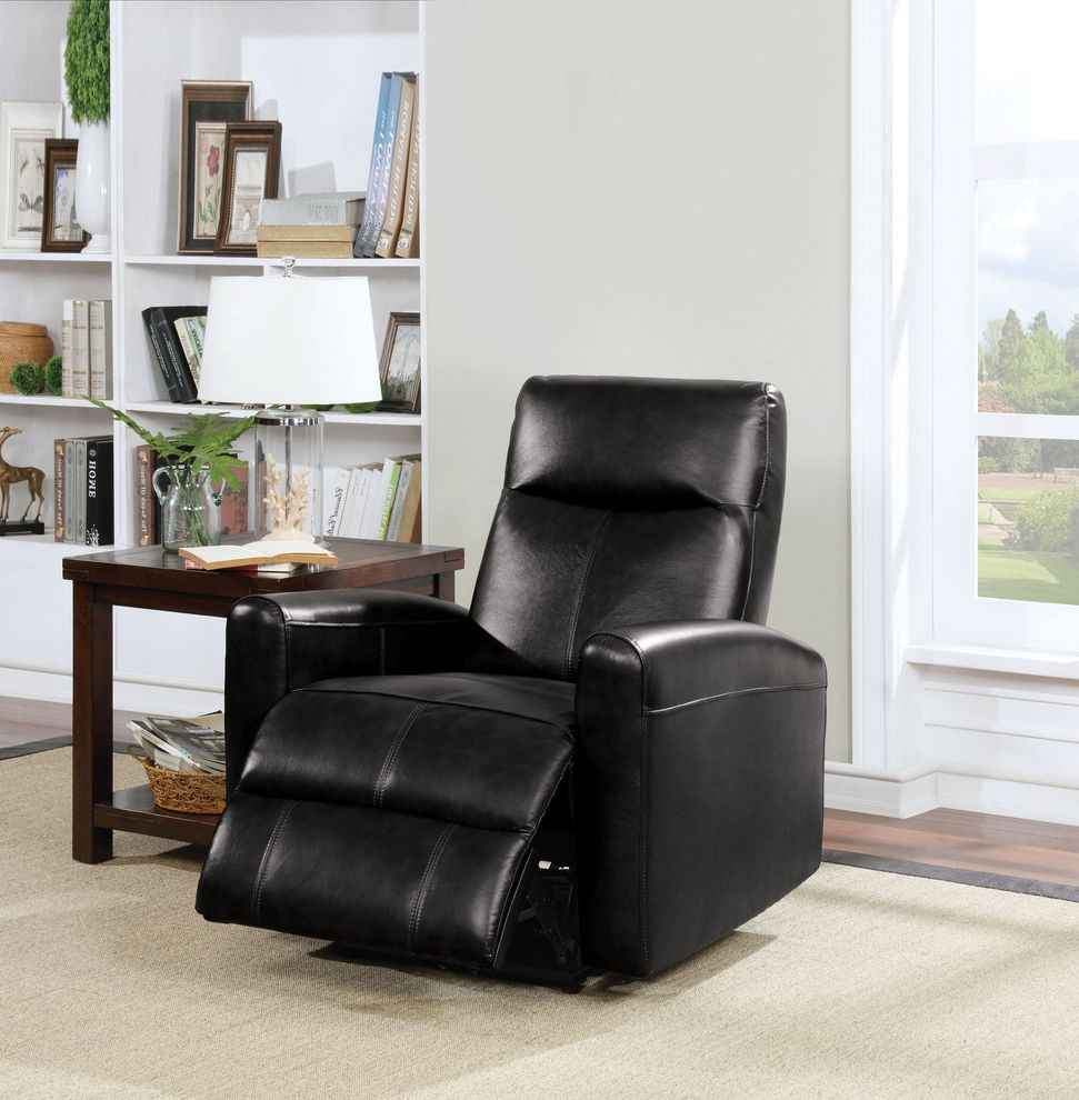Black top grain leather power motion recliner by Acme