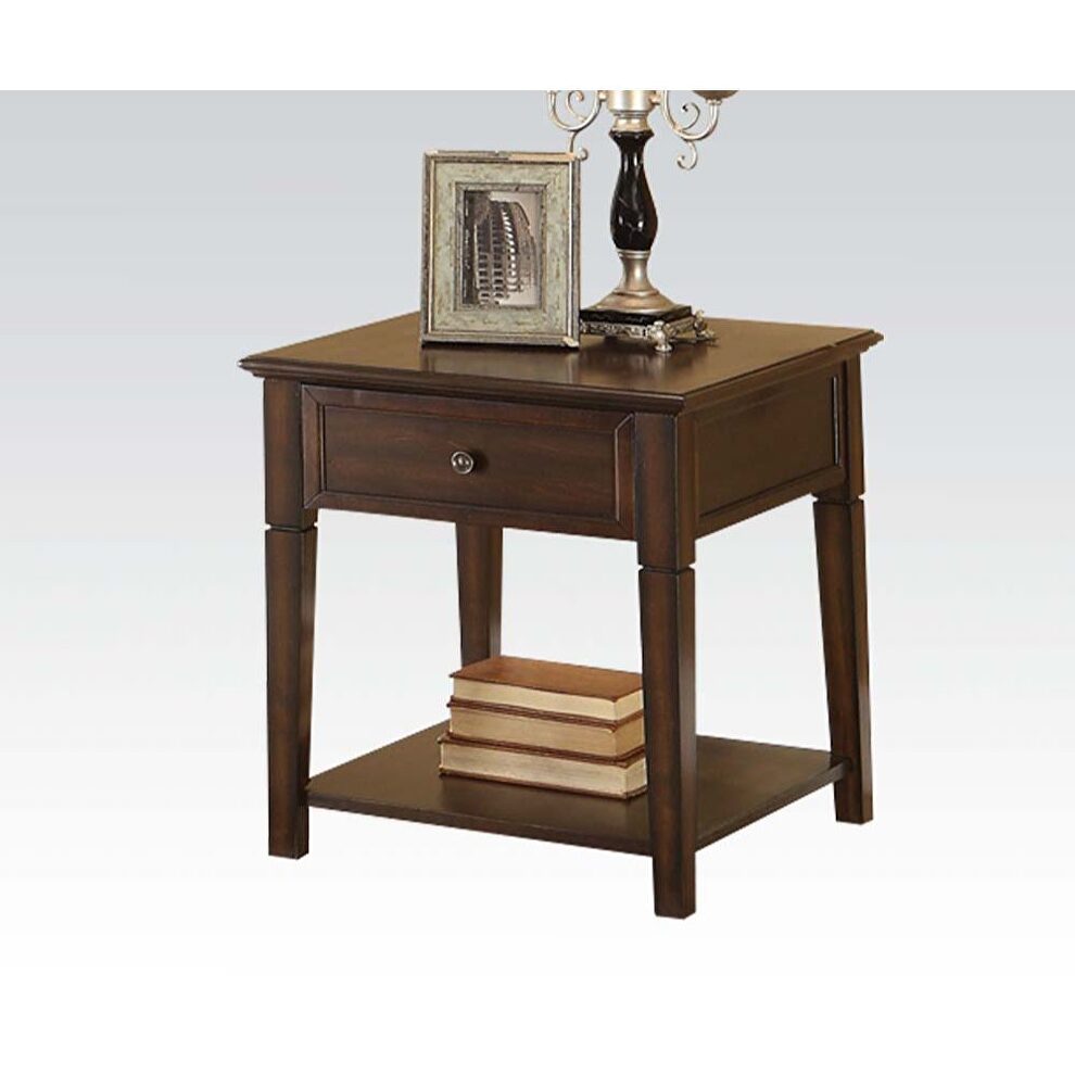 Walnut finish casual style end table by Acme