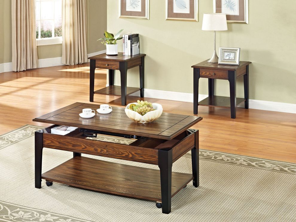 Brown/black oak finish lift top coffee table by Acme