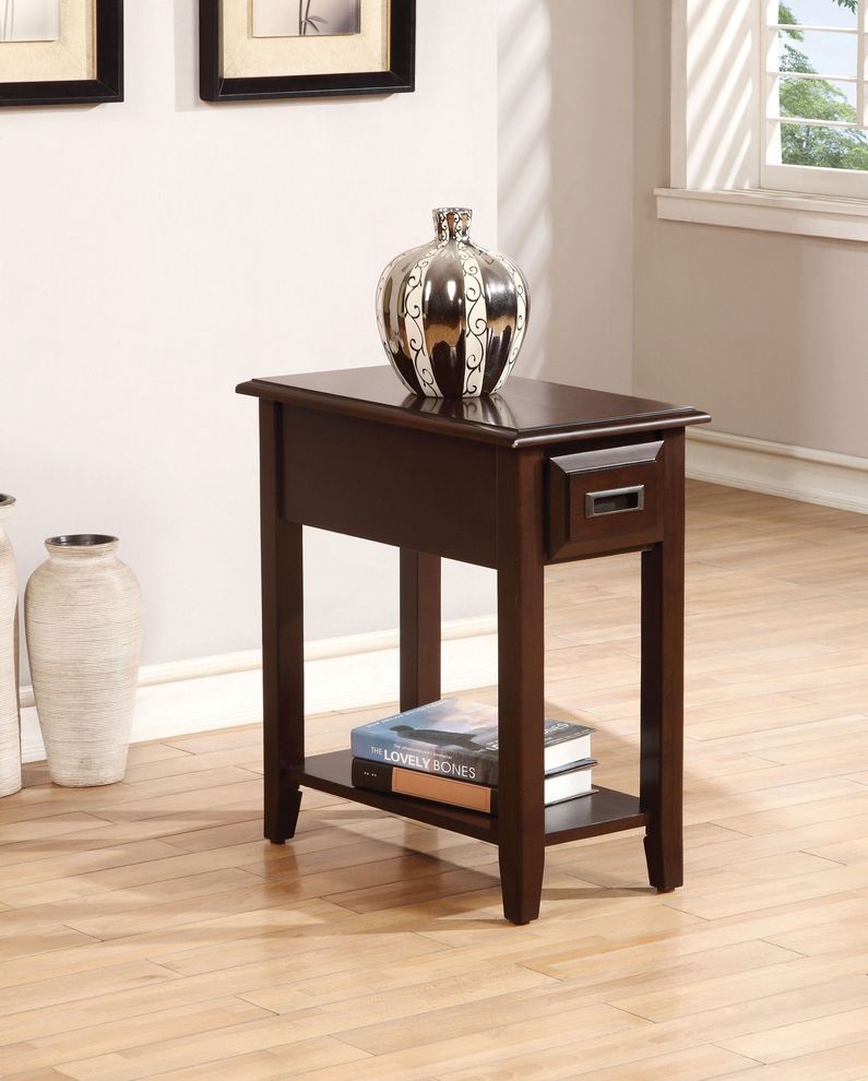 Dark cherry finish side table by Acme