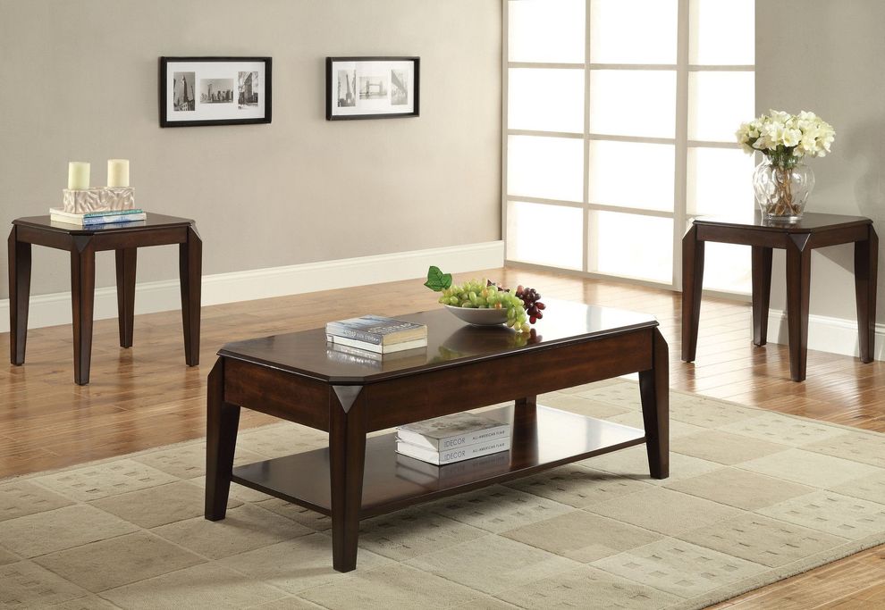 Dark walnut finish casual style coffee table w/ lift top by Acme