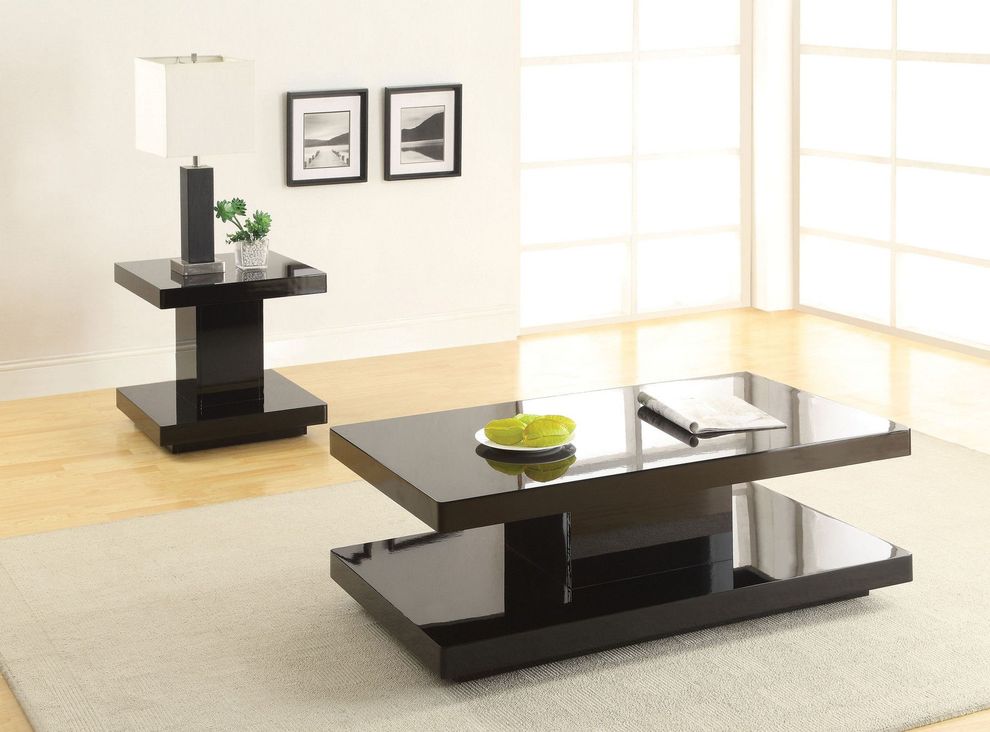 Black finish high gloss coffee table by Acme
