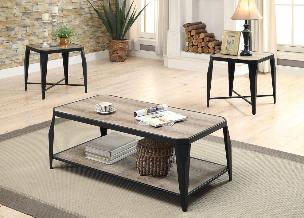 3pcs coffee/end table set in antique oak finish by Acme