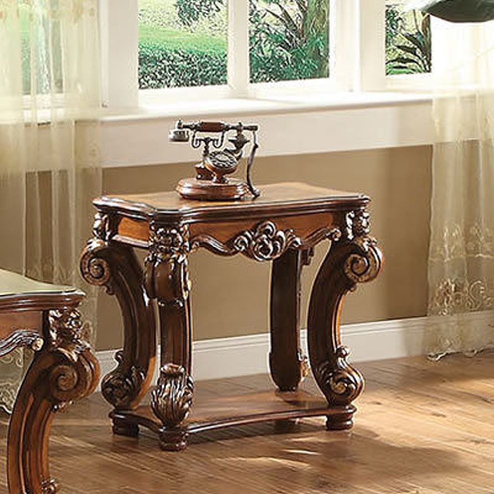 Cherry finish side table in royal style by Acme
