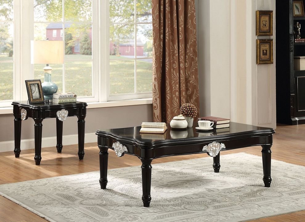 Black finish classical style coffee table by Acme