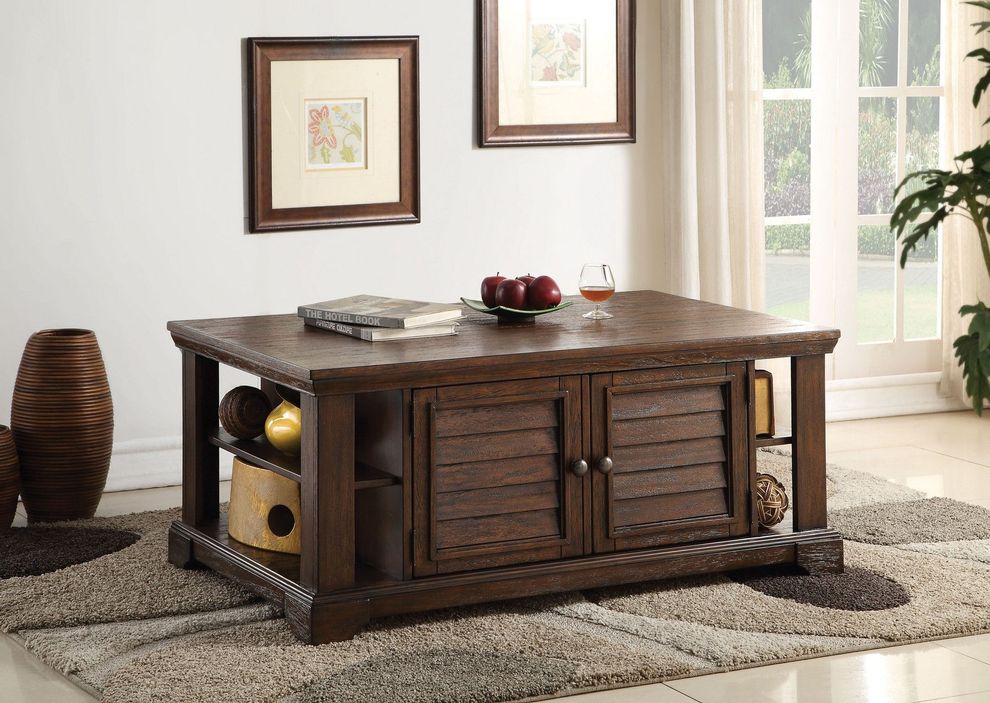Dark oak finish transitional style coffee table by Acme