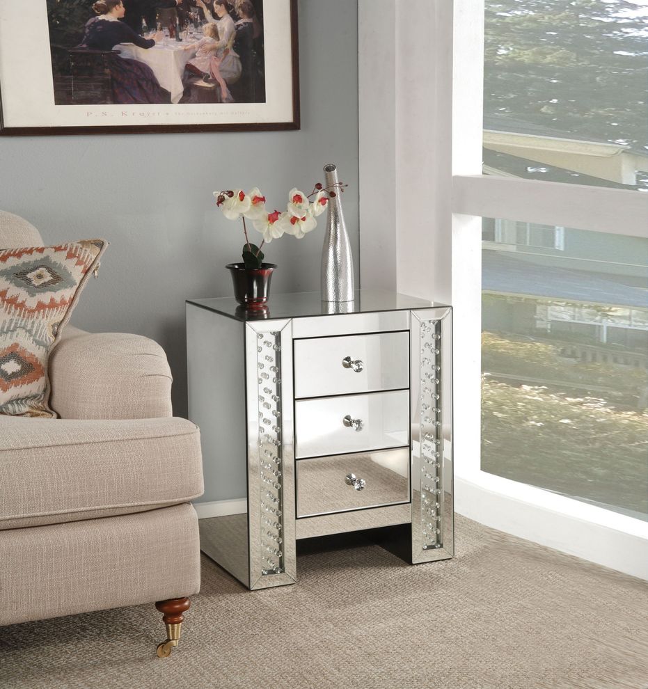 Mirrored accent / end table / nightstand by Acme