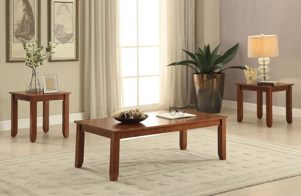 Cherry finish 3pcs coffee/end table set by Acme