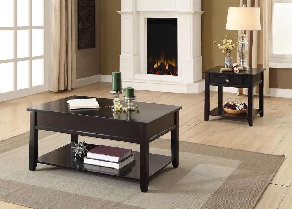 Black finish filt top coffee table by Acme