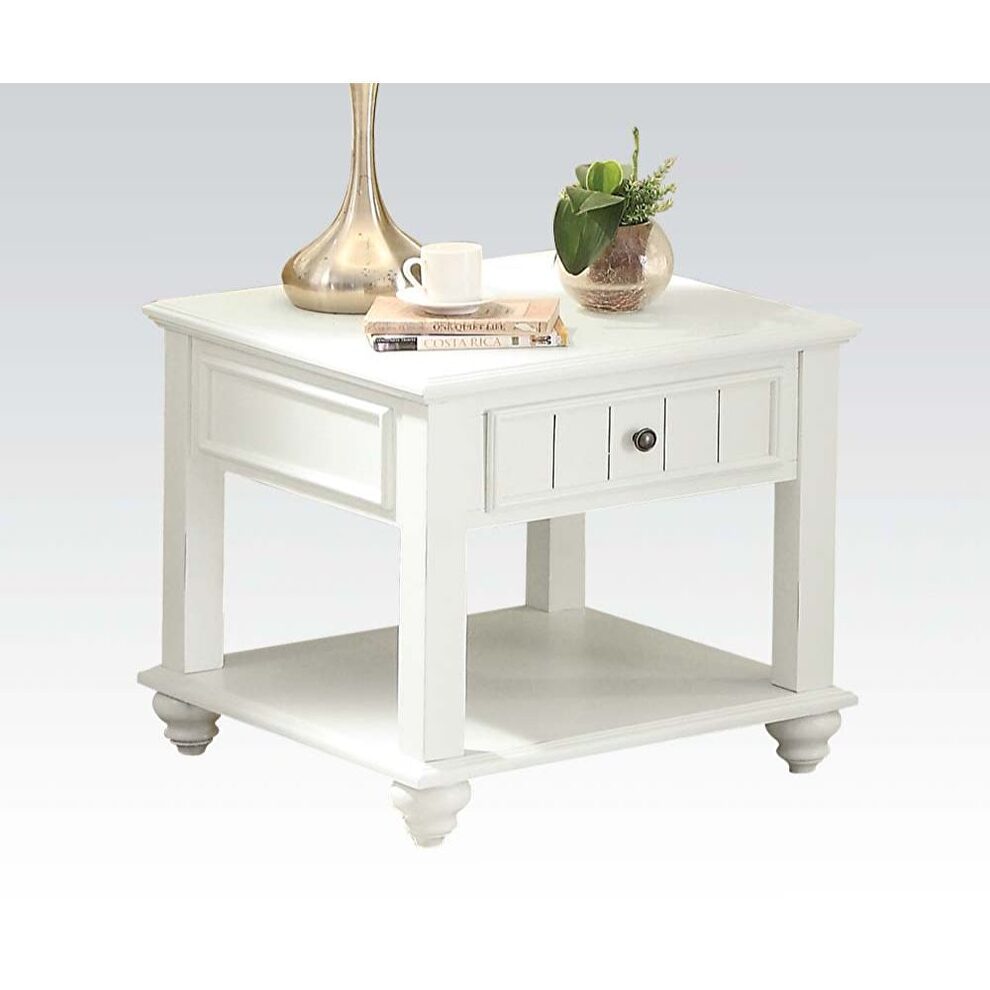 White washed finish top end table by Acme