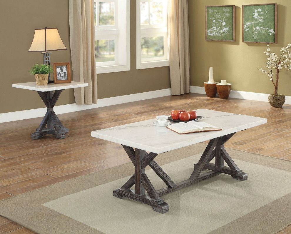 White marble top coffee table by Acme