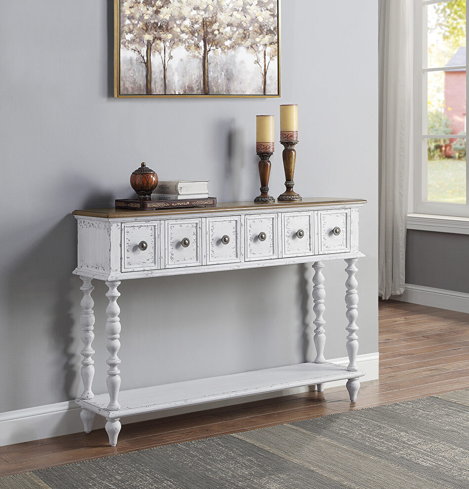 Dark charcoal & antique white finish wooden console table by Acme