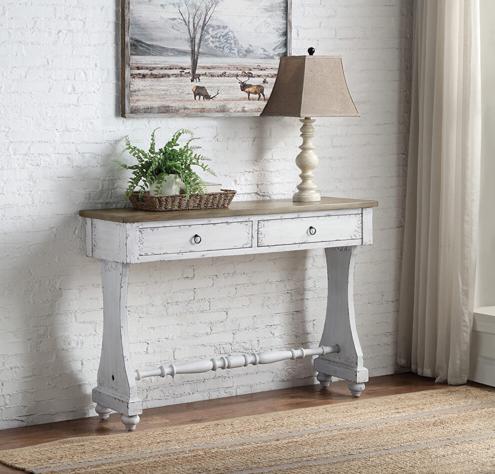Antique white finish wooden console table by Acme