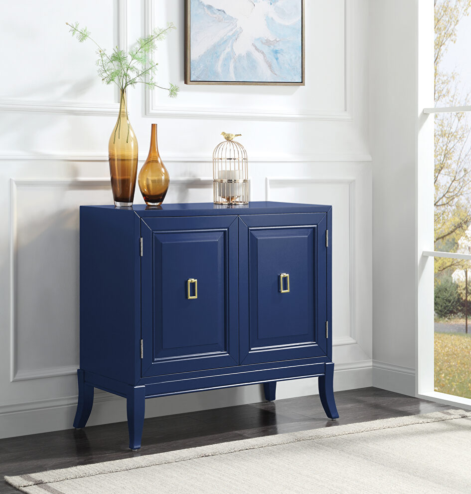 Blue finish console table w/ 2 doors by Acme