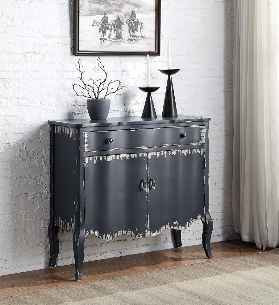 Antique gray finish arched bottom design door console table by Acme