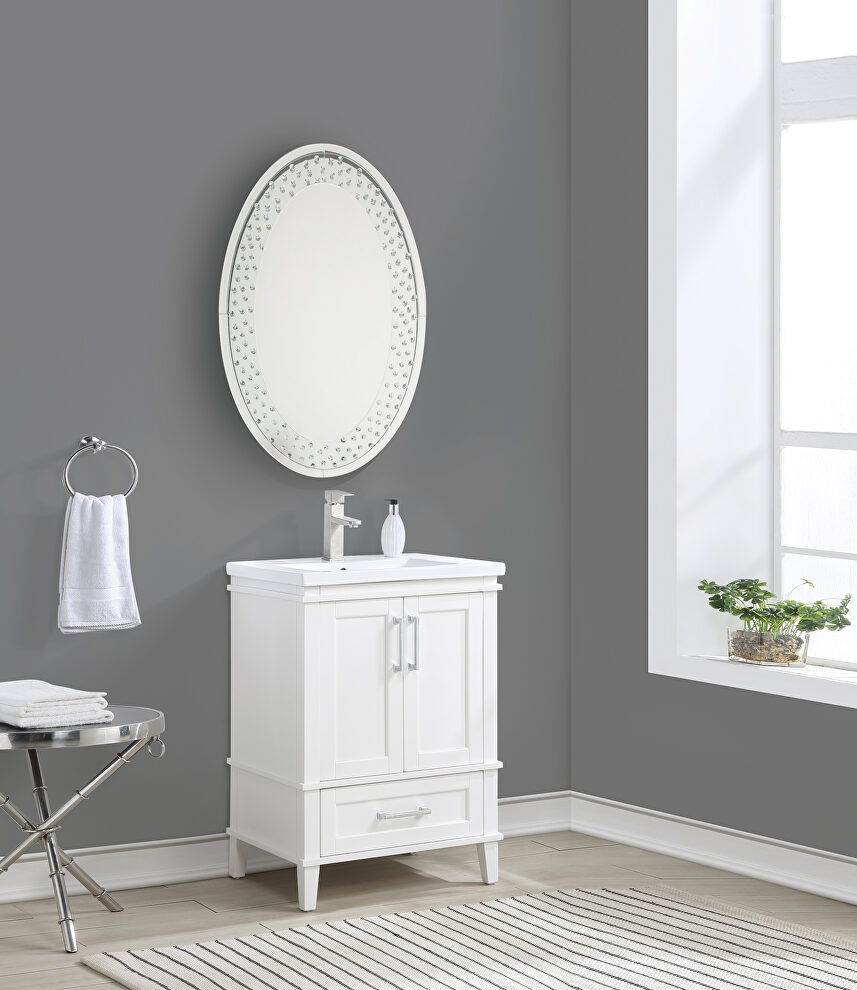 White finish rectangular sink cabinet by Acme