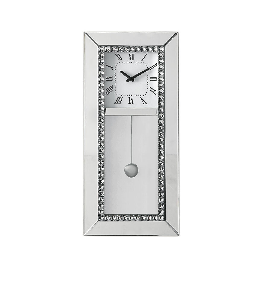 Mirrored & faux crystal diamonds pendulum clock by Acme