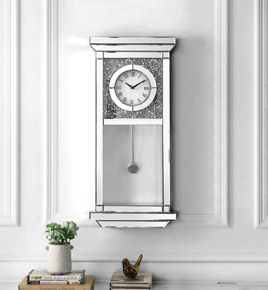 Mirrored and faux diamonds pendulum clock by Acme