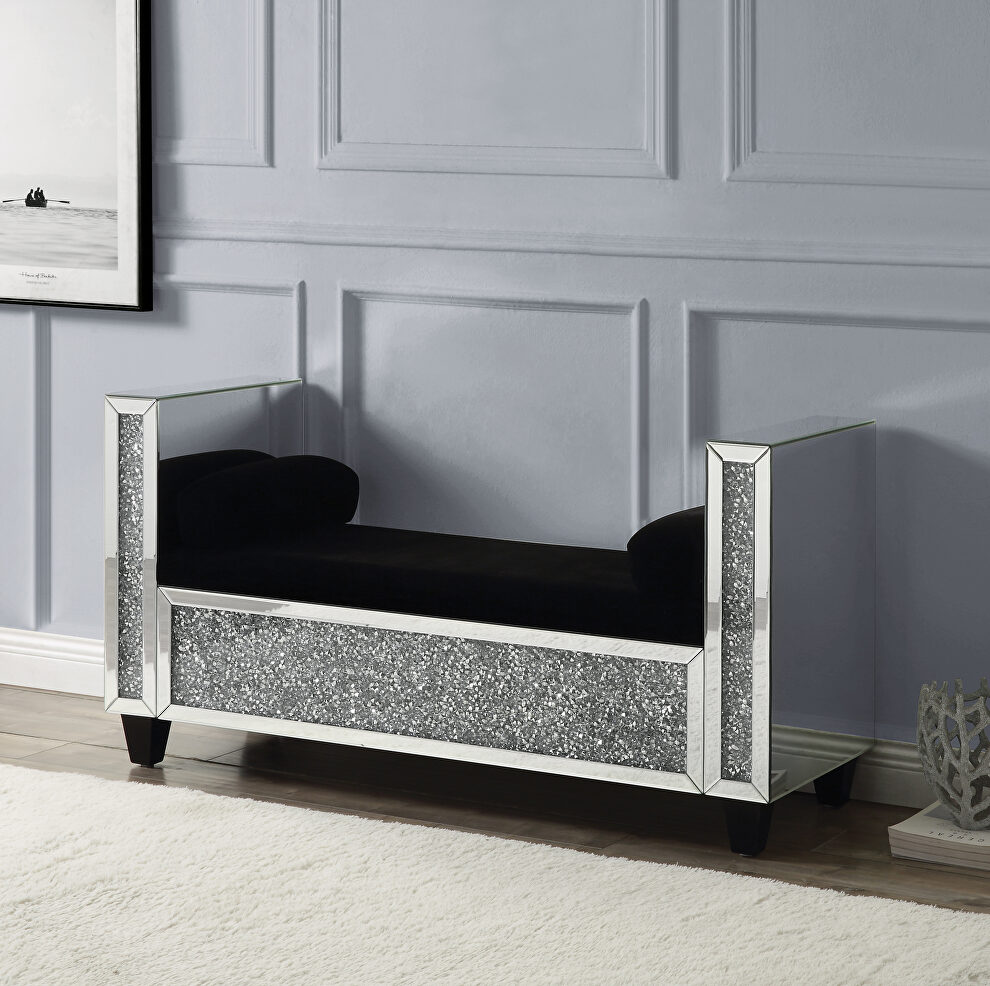 Mirrored & faux diamonds inlay bench by Acme