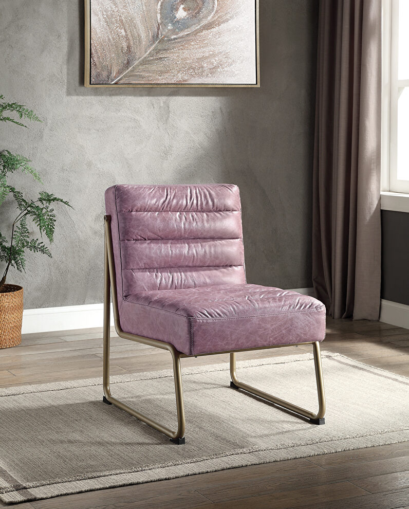 Wisteria top grain leather and metal frame accent chair by Acme