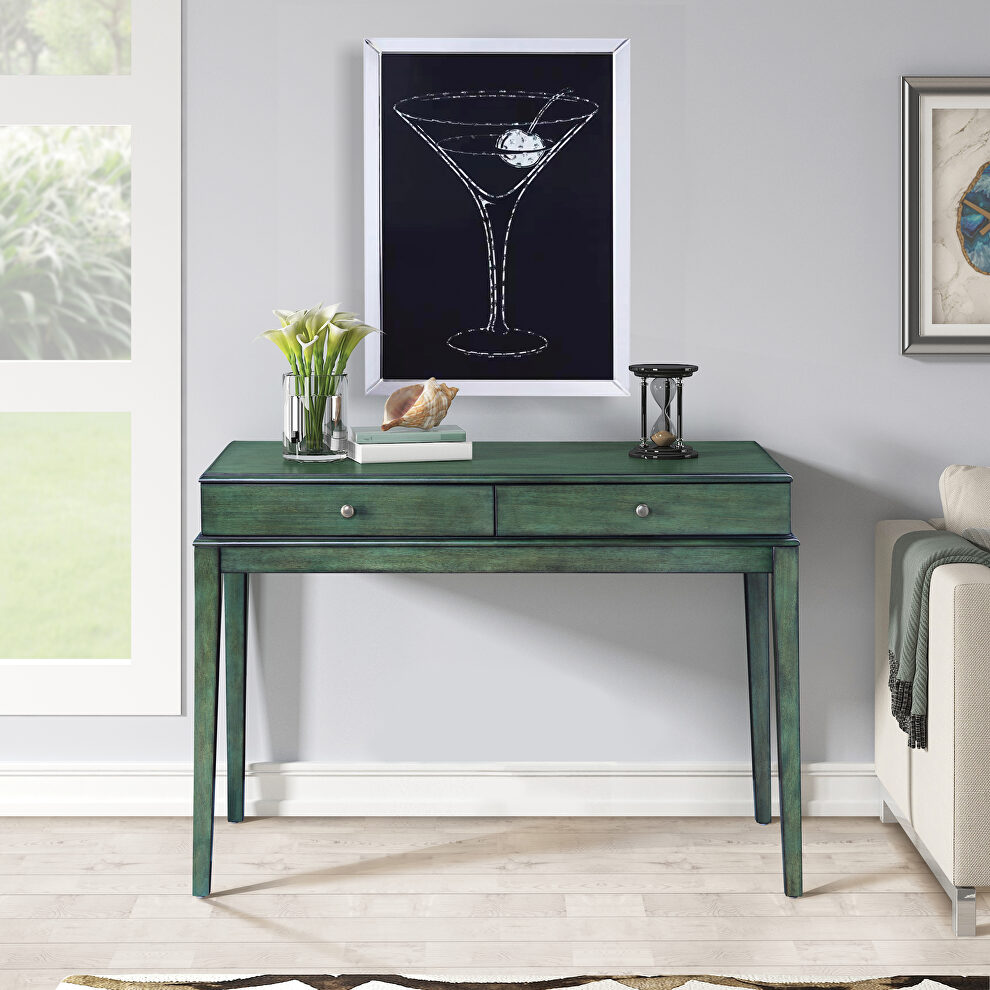 Antique green finish rectangular top console table by Acme