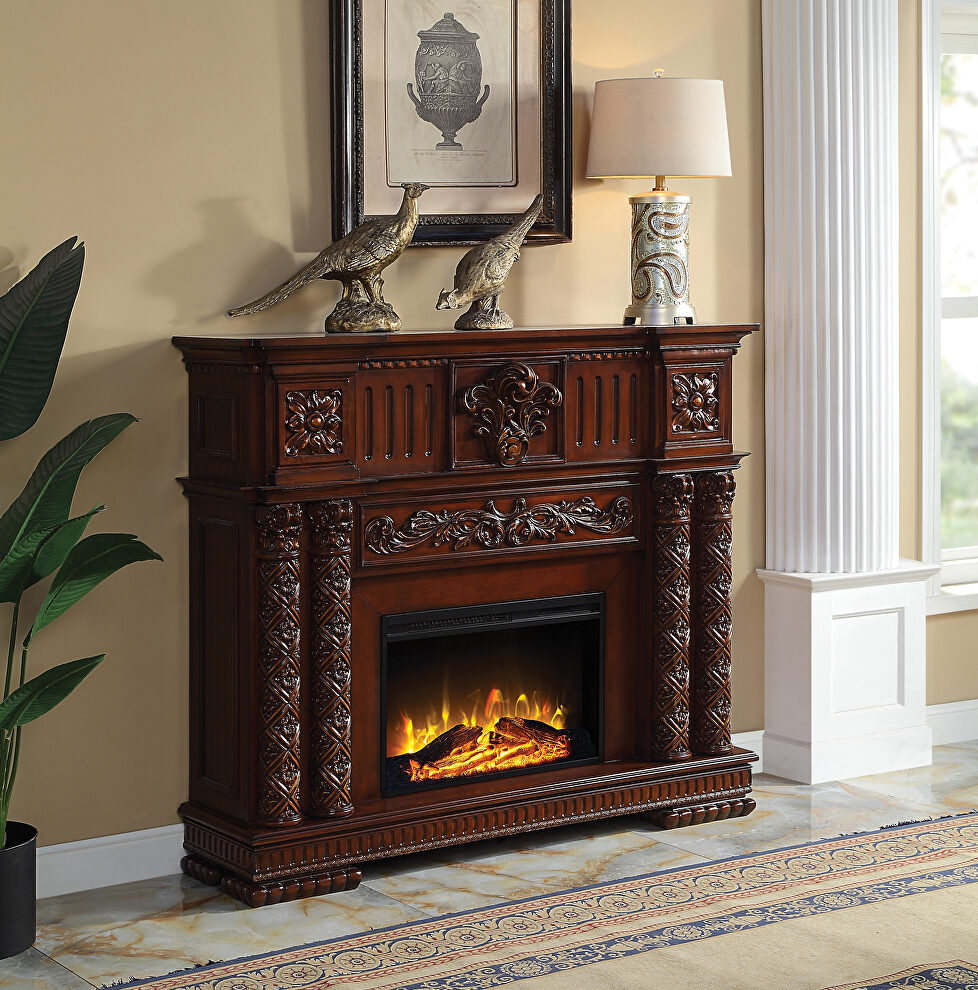 Cherry finish classic style fireplace by Acme