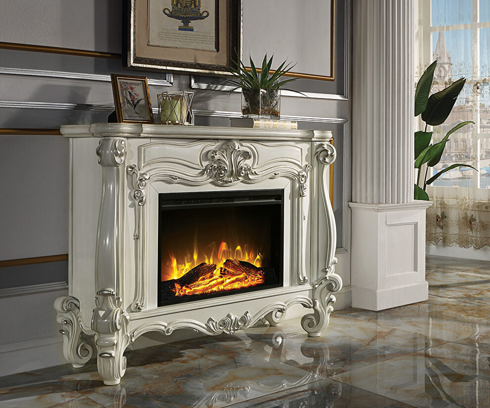 Bone white finish scroll legs and carvings by Acme