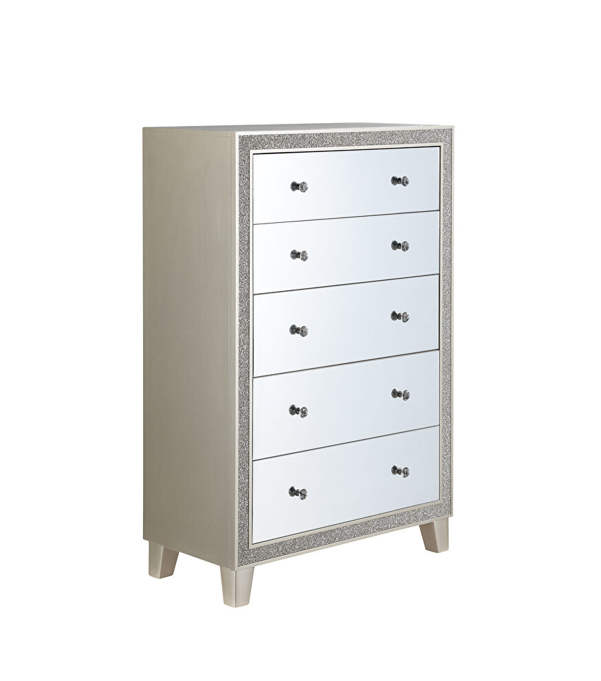 Mirrored & champagne finish shiny and lustrous surface chest by Acme