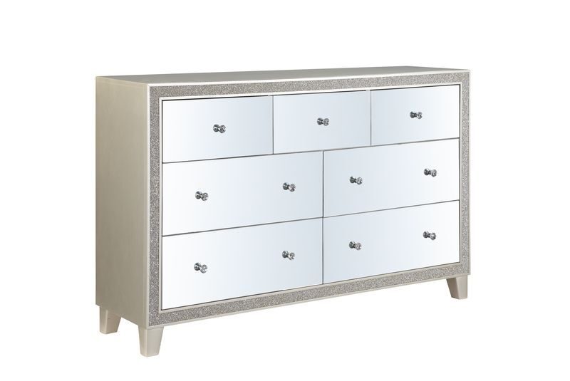 Mirrored & champagne finish shiny and lustrous surface dresser by Acme
