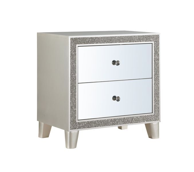 Mirrored & champagne finish shiny and lustrous surface nightstand by Acme