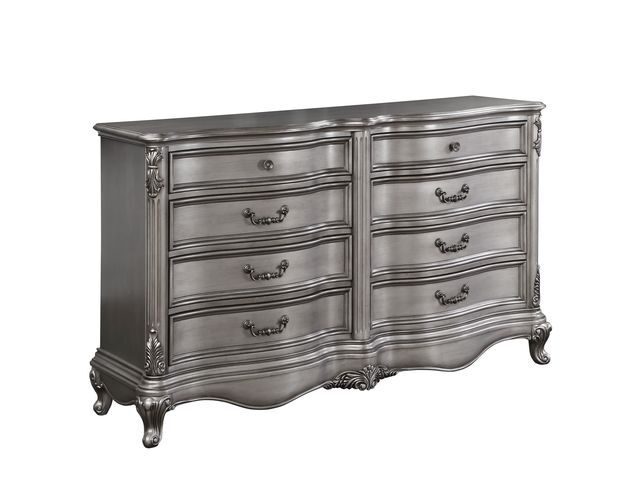 Antique platinum finish rococo design dresser by Acme