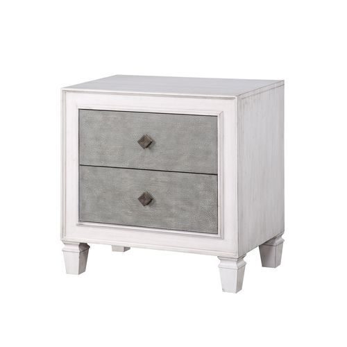 Rustic gray & white finish modern rustic nightstand by Acme
