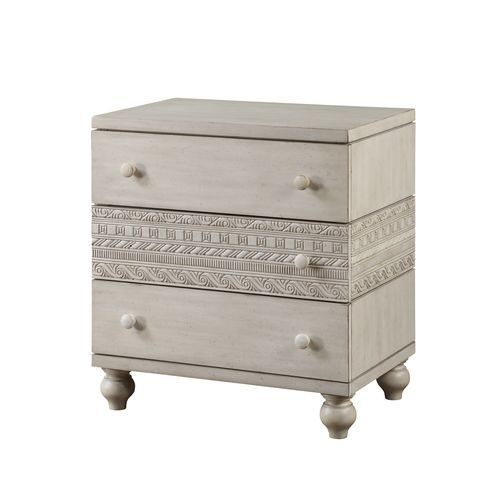 Wooden-crafted frame in an antique white finish nightstand by Acme