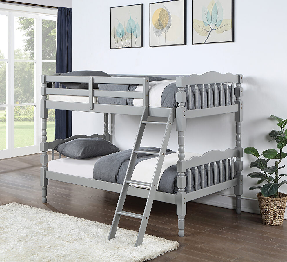Gray finish traditional style twin/twin bunk bed by Acme