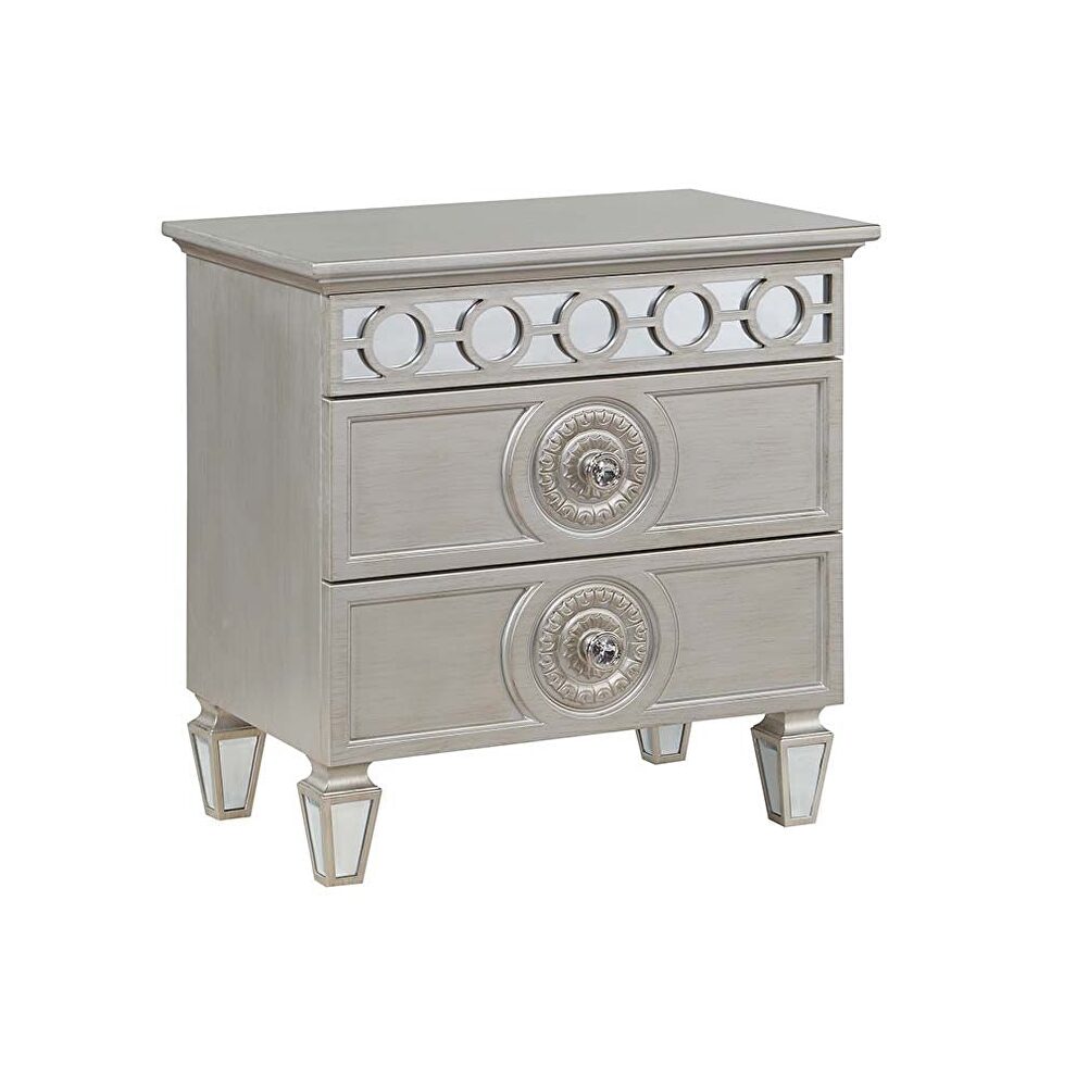Silver & mirrored finish nightstand by Acme