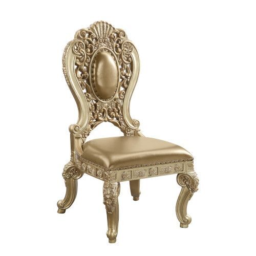 Gold finish carving & upolstery chair by Acme