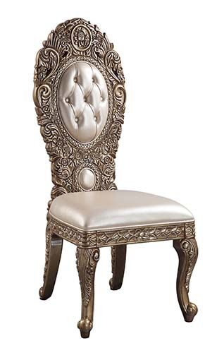 Brown & gold finish ornate scrollwork and endless details dining chair by Acme