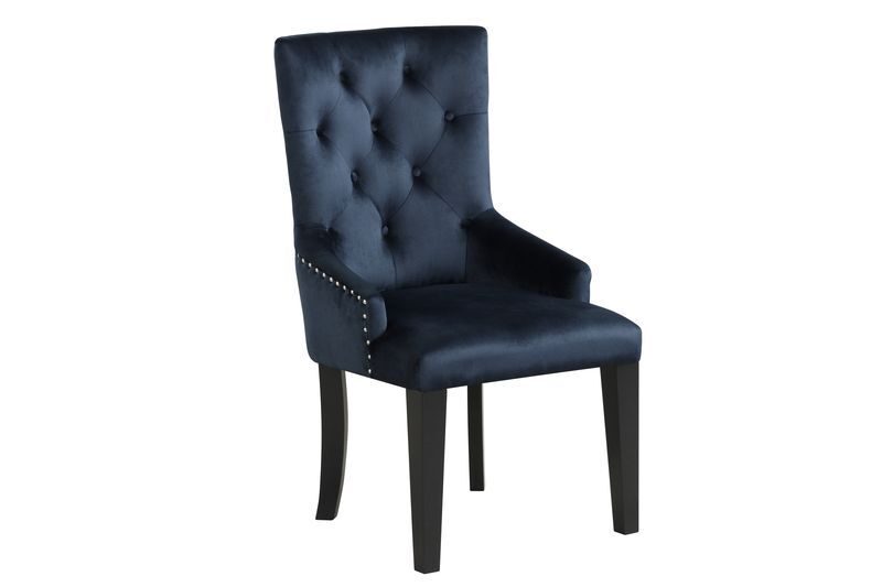 Black velvet finish upolstery button tufted parson dining chair by Acme