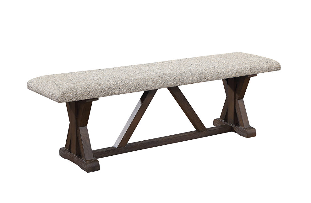 Gray fabric upholstery seat cushion bench by Acme