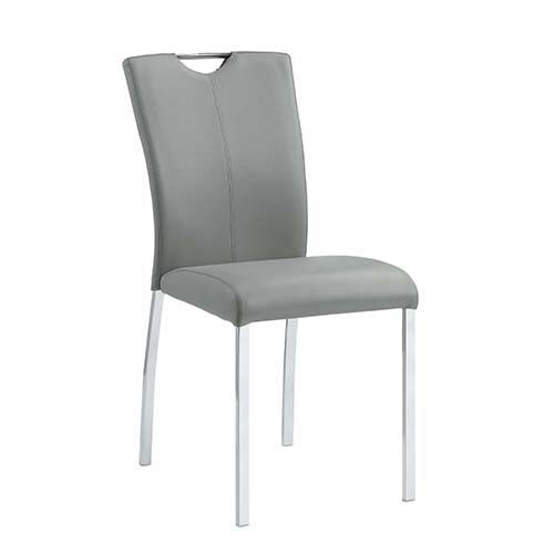 Gray pu upolstery & chrome finish legs dining chair by Acme