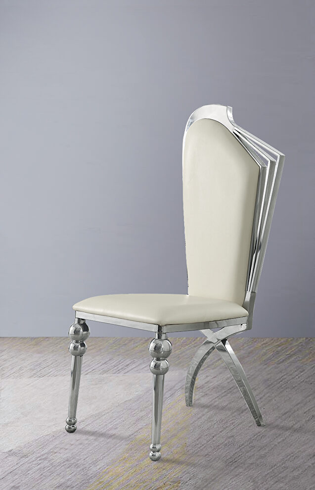 High-quality beige leatherette cushions dining chair by Acme
