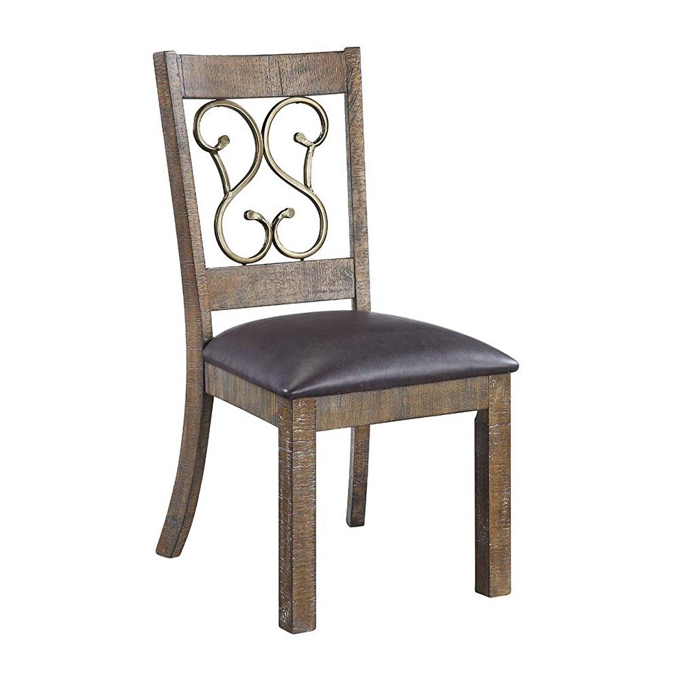 Black pu upholstery & weathered cherry finish dining chair by Acme