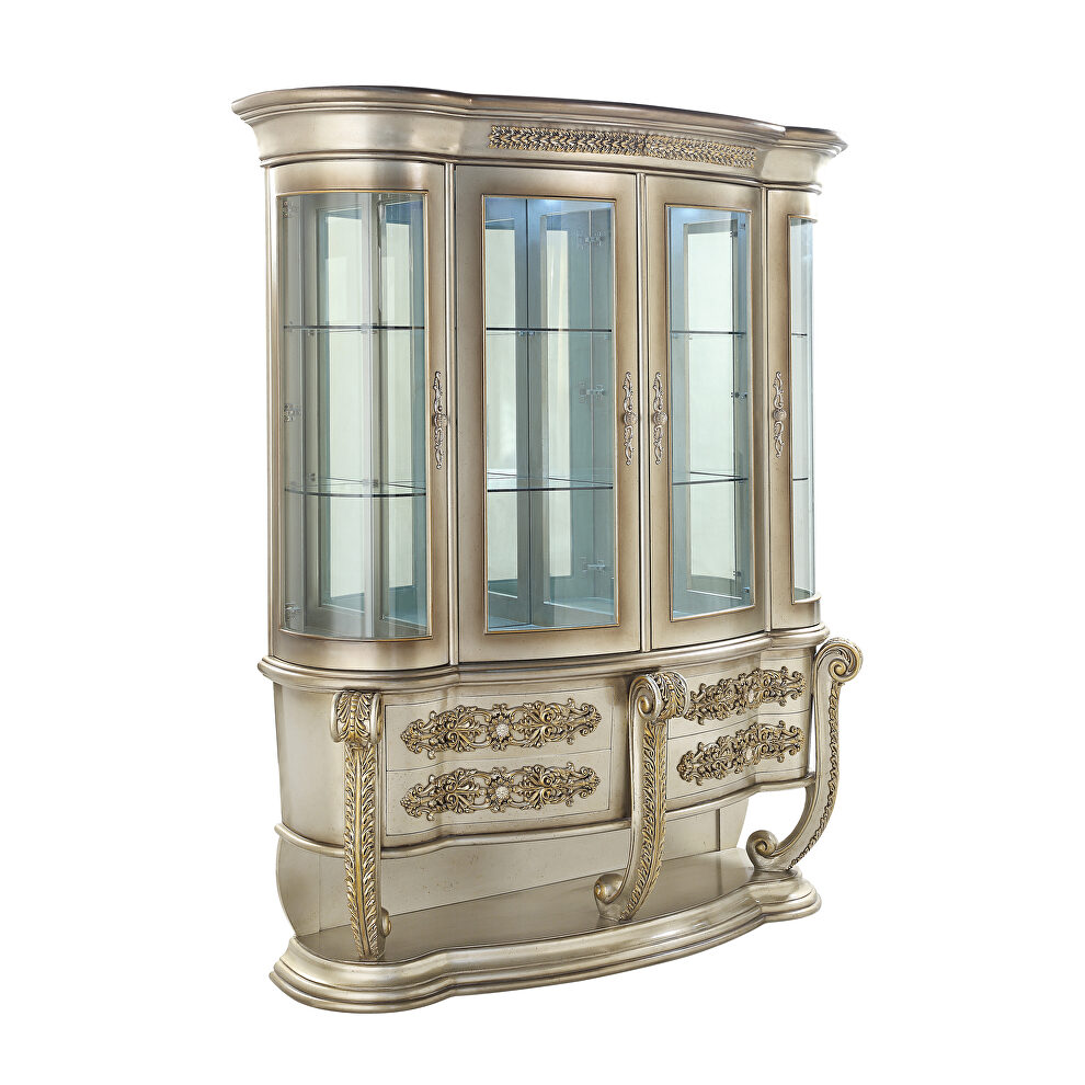 Champagne & gold finish curio w/ touch light by Acme